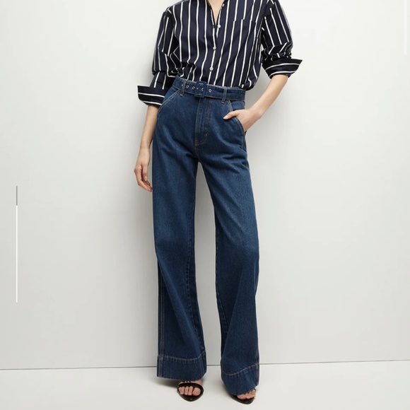 Veronica Beard Taylor Belted Wide-Leg Jean- brand new never used tags still on